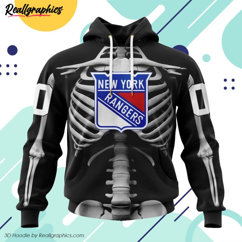 nhl new york rangers special skeleton costume for halloween 3d printed hoodie