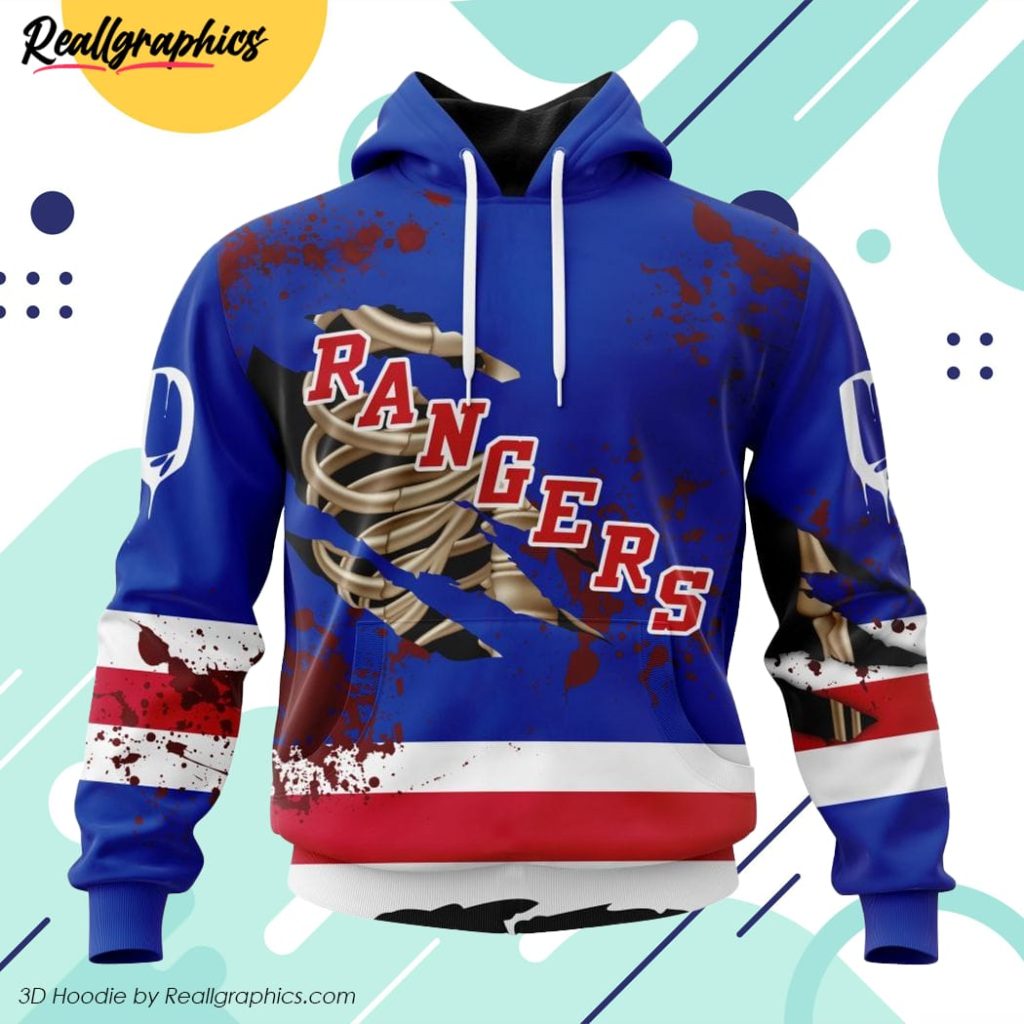 nhl new york rangers specialized design jersey with your ribs for halloween all over printed hoodie