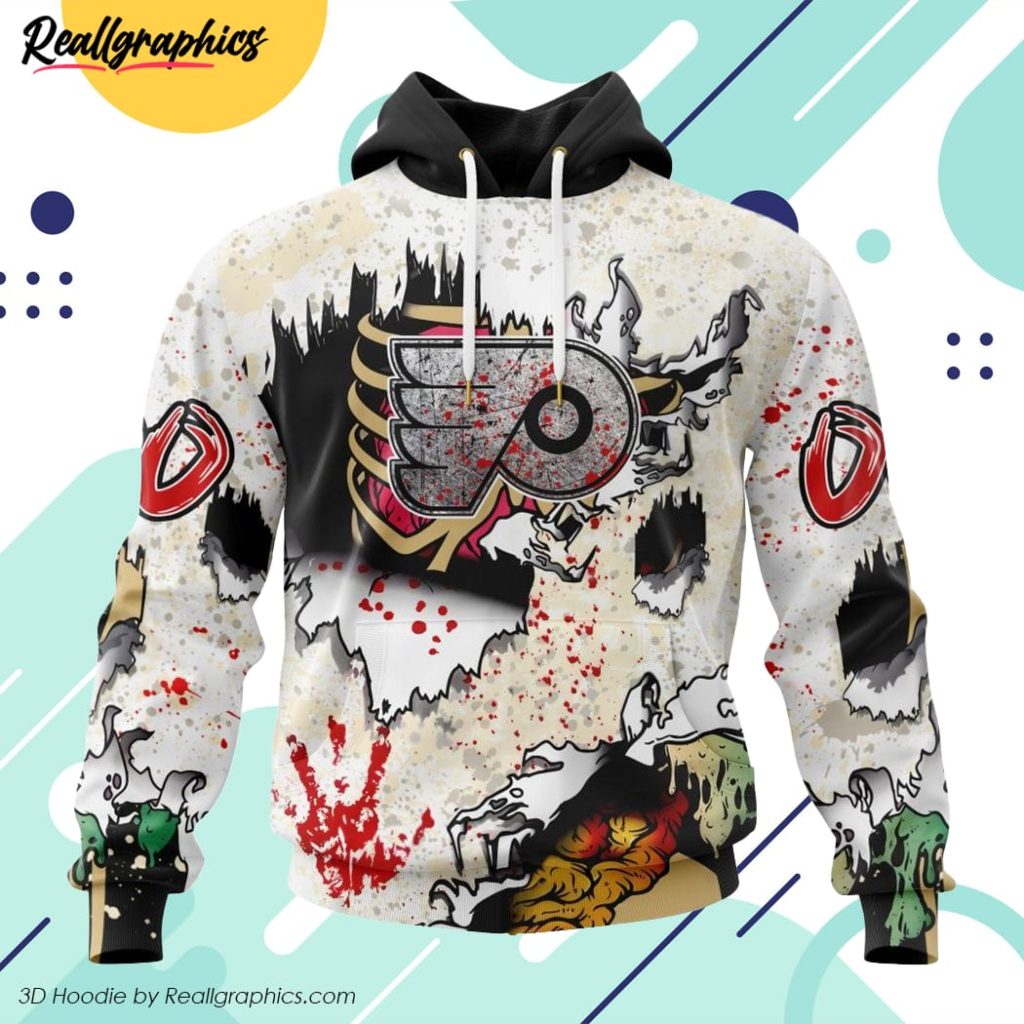 nhl philadelphia flyers special zombie style for halloween all over printed hoodie