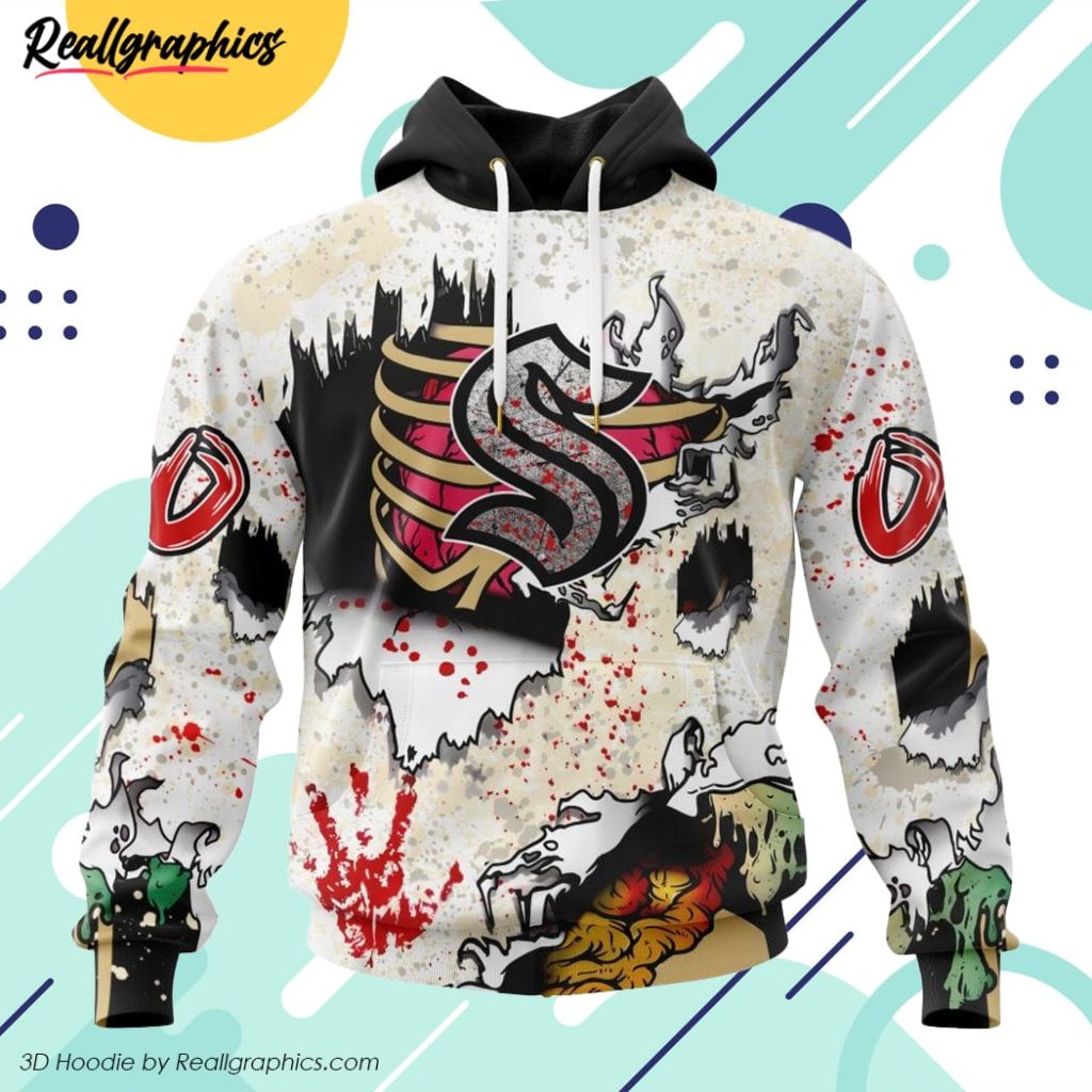 nhl seattle kraken special zombie style for halloween 3d printed hoodie