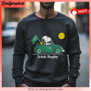 peanuts snoopy and woodstock irish rugby on car 2023 unisex shirt