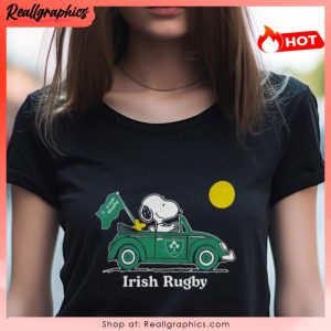 peanuts snoopy and woodstock irish rugby on car 2023 unisex shirt