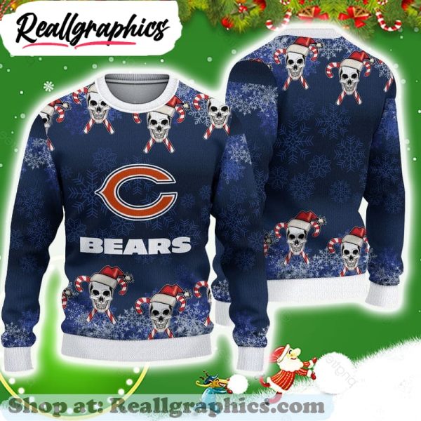 chicago-bears-christmas-skull-nfl-sport-christmas-ugly-sweater-gift-christmas