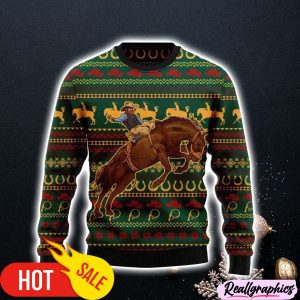 Cowboy-On-Bucking-Horse-Christmas-Ugly-Sweater-3D