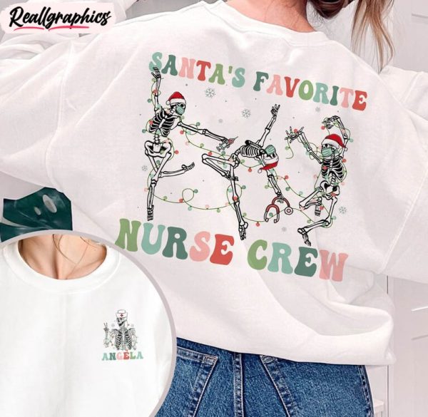 dancing skeleton nurse shirt, favorite nurse crew hoodie long sleeve