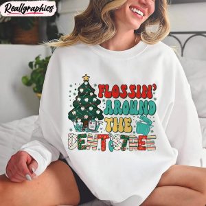 Flossing Around The Dentistree Shirt, Christmas Tree Short Sleeve Tee