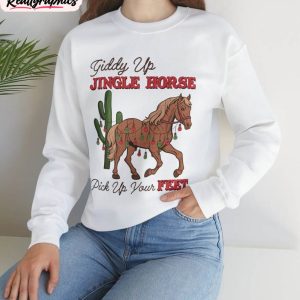 Giddy Up Jingle Horse Pick Up Shirt, Christmas Festive Tee Unisex Hoodie