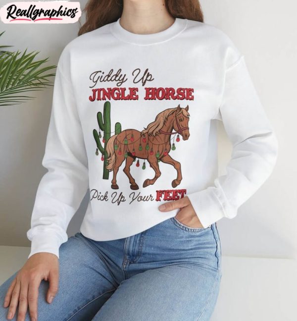 giddy up jingle horse pick up shirt, christmas festive tee unisex hoodie