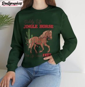 giddy up jingle horse pick up shirt, christmas festive tee unisex hoodie