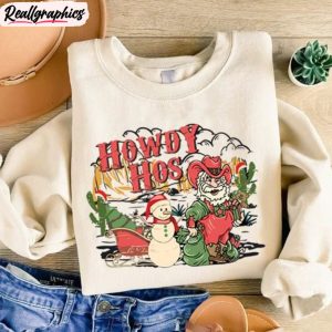 Howdy Country Christmas Shirt, Western Christmas Long Sleeve Unisex Hoodie