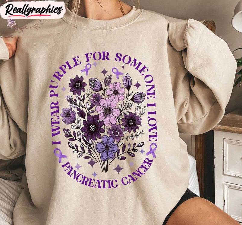 I Wear Purple For My Mom Pancreatic Cancer Shirt, Pancreatic Cancer Awareness Long Sleeve Unisex Hoodie