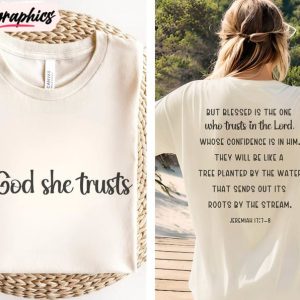 In God She Trusts In The Lord Shirt, Christian Crewneck Sweatshirt Long Sleeve