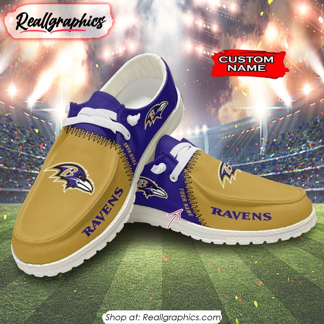 NFL Custom Name Hey Dude Shoes NFL Baltimore Ravens Custom Name Hey Dude Shoes