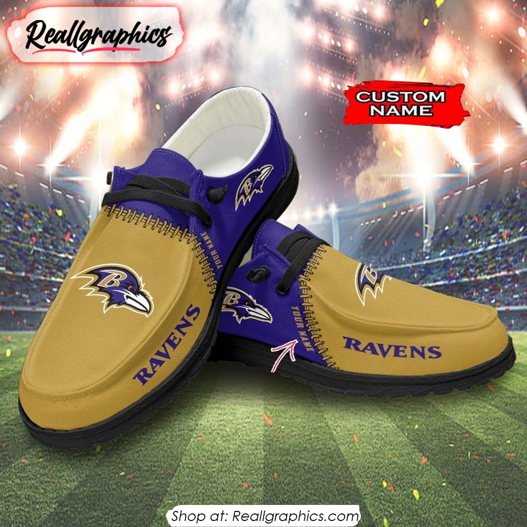 NFL Baltimore Ravens Custom Name Hey Dude Shoes