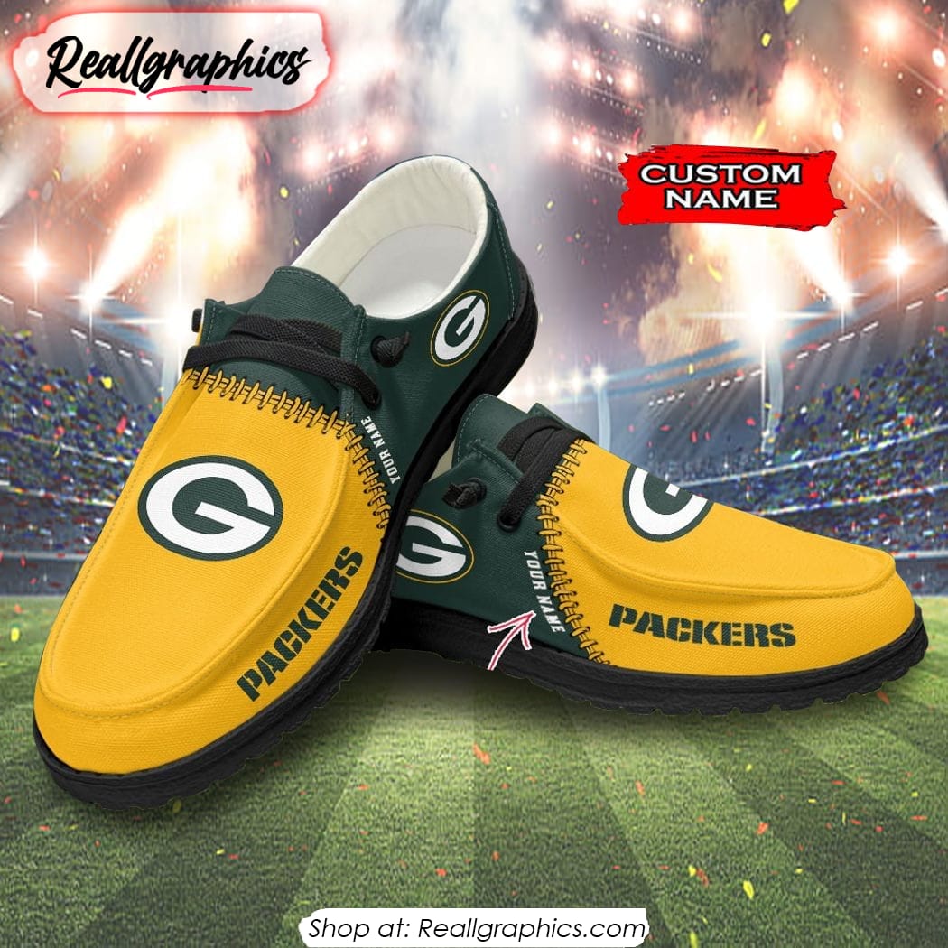 NFL Green Bay Packers Custom Name Hey Dude Shoes