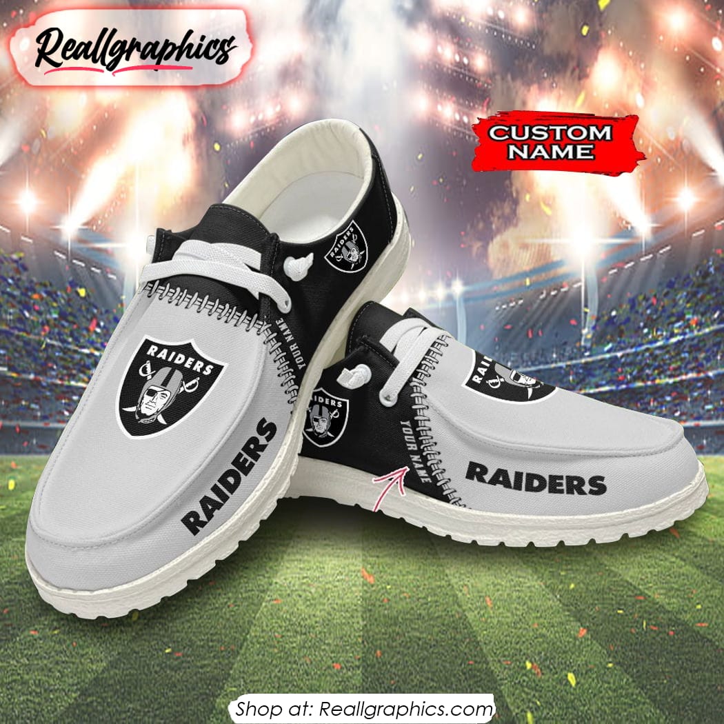 NFL Las Vegas Raiders Custom Name Hey Dude Shoes NFL Las Vegas Raiders Custom Name Hey Dude Shoes