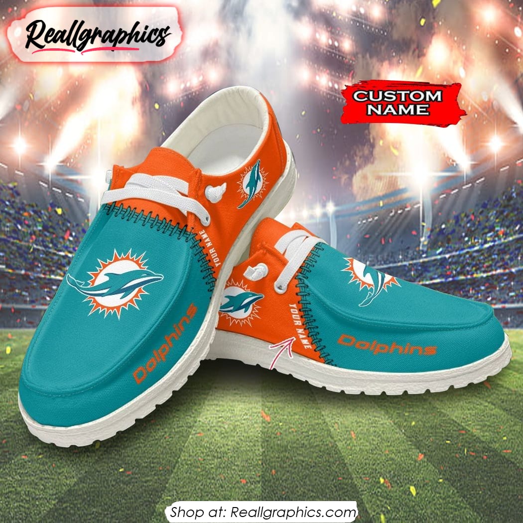 NFL Miami Dolphins Custom Name Hey Dude Shoes NFL Miami Dolphins Custom Name Hey Dude Shoes
