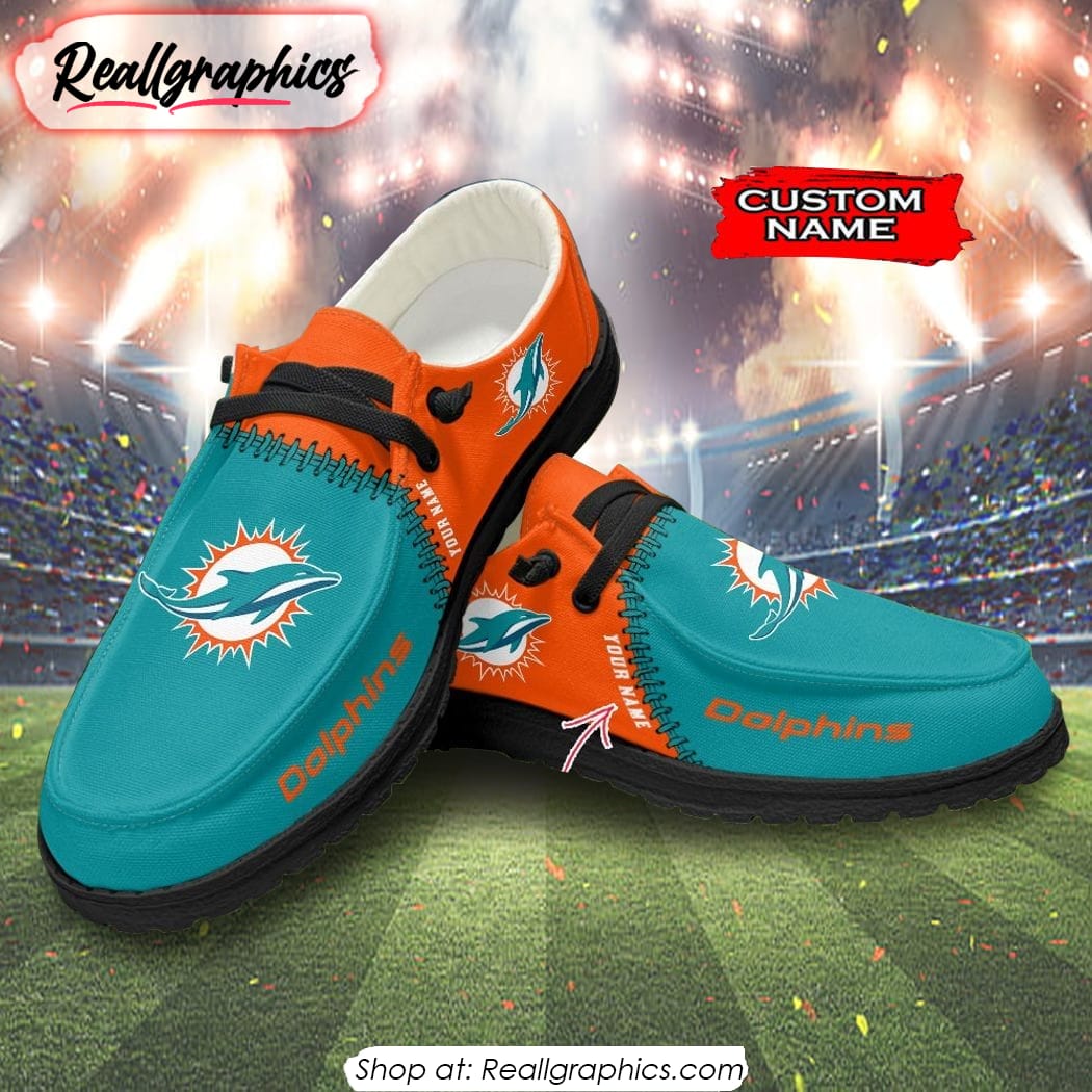 NFL Miami Dolphins Custom Name Hey Dude Shoes
