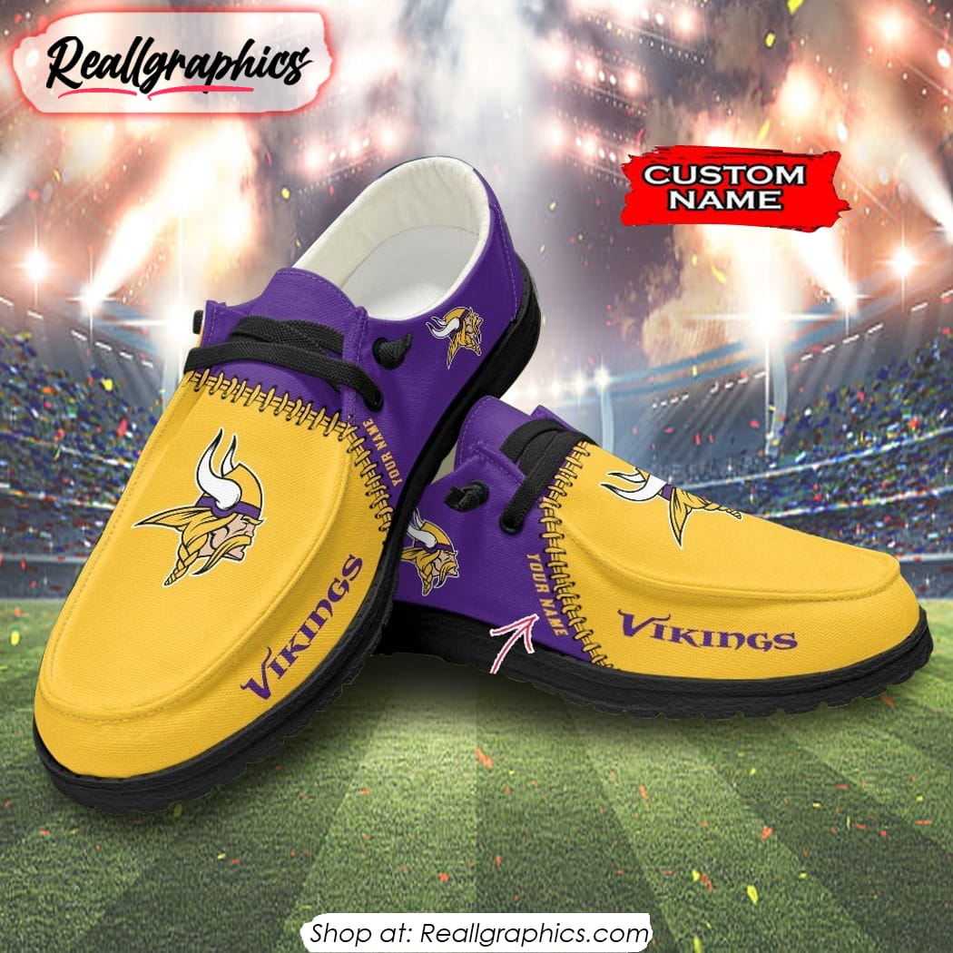 NFL Minnesota Vikings Custom Name Hey Dude Shoes