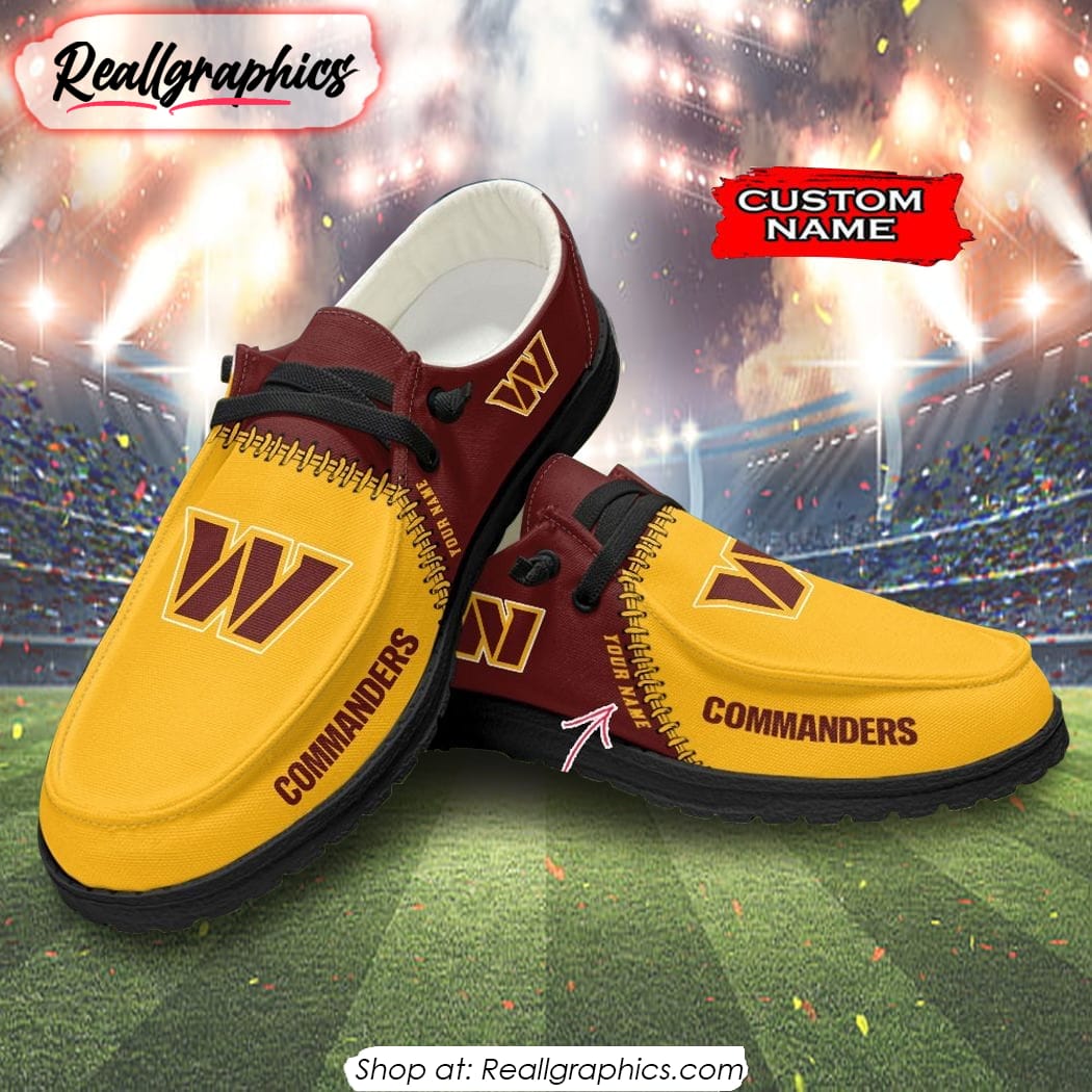 NFL Washington Commanders Custom Name Hey Dude Shoes