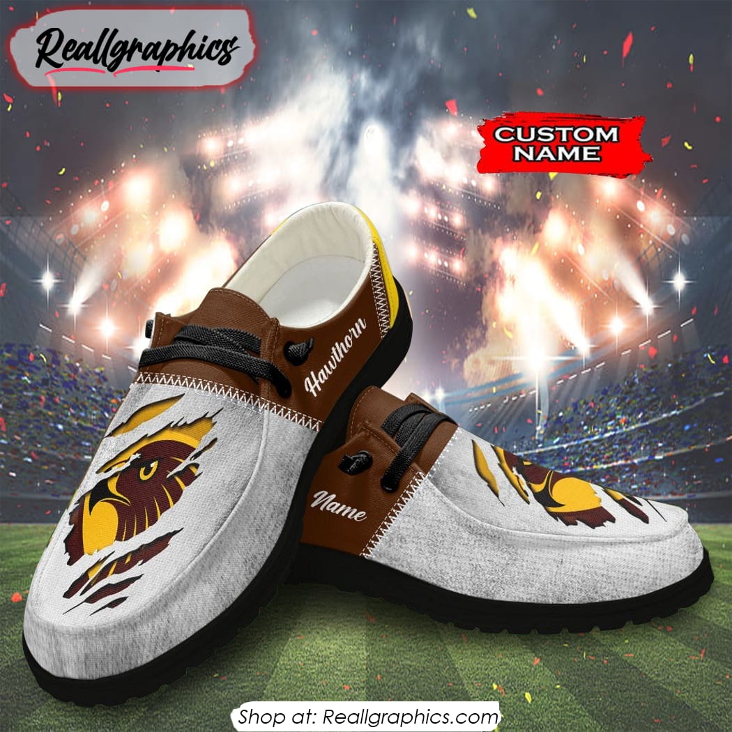 Personalized AFL Hawthorn Hawks Hey Dude Shoes For Fan