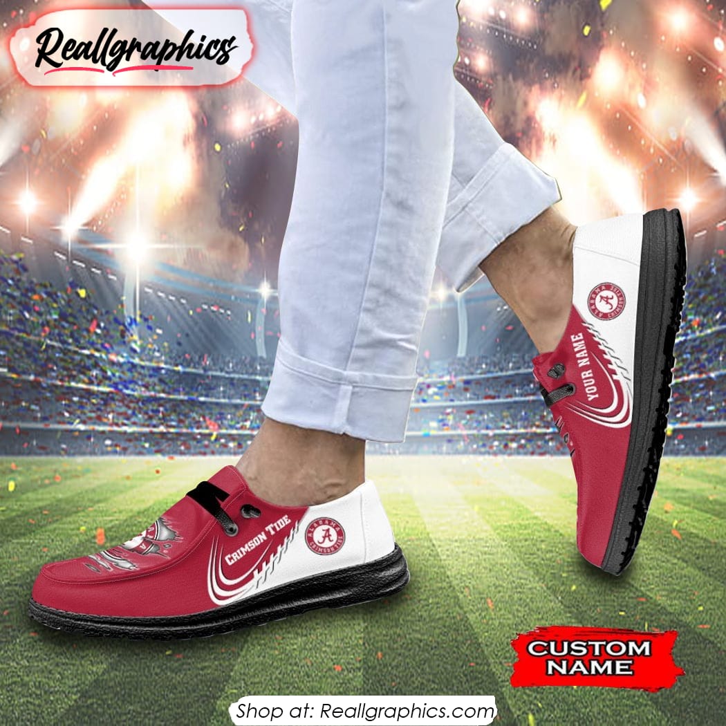 Personalized NCAA Alabama Crimson Tide Broken Wall Hey Dude Shoes Personalized NCAA Alabama Crimson Tide Broken Wall Hey Dude Shoes