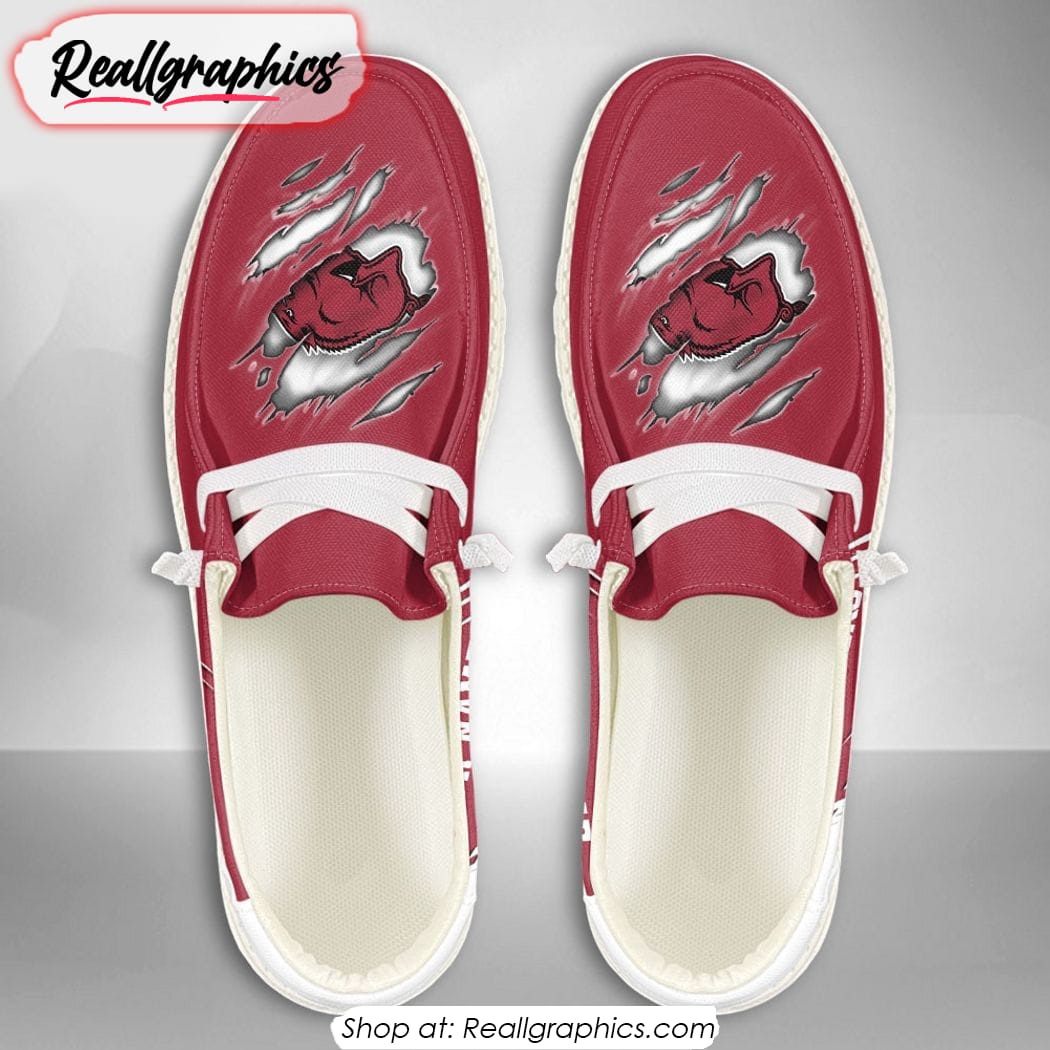 Personalized NCAA Arkansas Razorbacks Broken Wall Hey Dude Shoes Personalized NCAA Arkansas Razorbacks Broken Wall Hey Dude Shoes