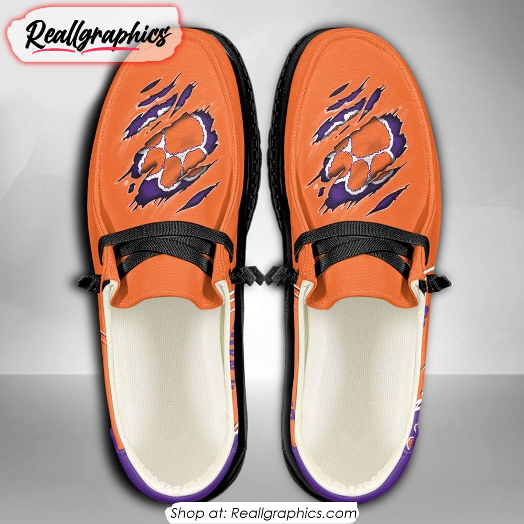 Personalized NCAA Clemson Tigers Broken Wall Hey Dude Shoes