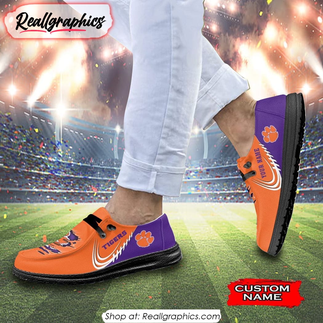 Personalized NCAA Clemson Tigers Broken Wall Hey Dude Shoes Personalized NCAA Clemson Tigers Broken Wall Hey Dude Shoes