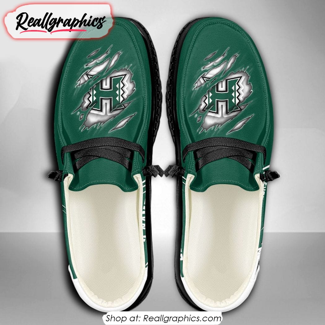 Personalized NCAA Hawaii Rainbow Warriors Broken Wall Hey Dude Shoes