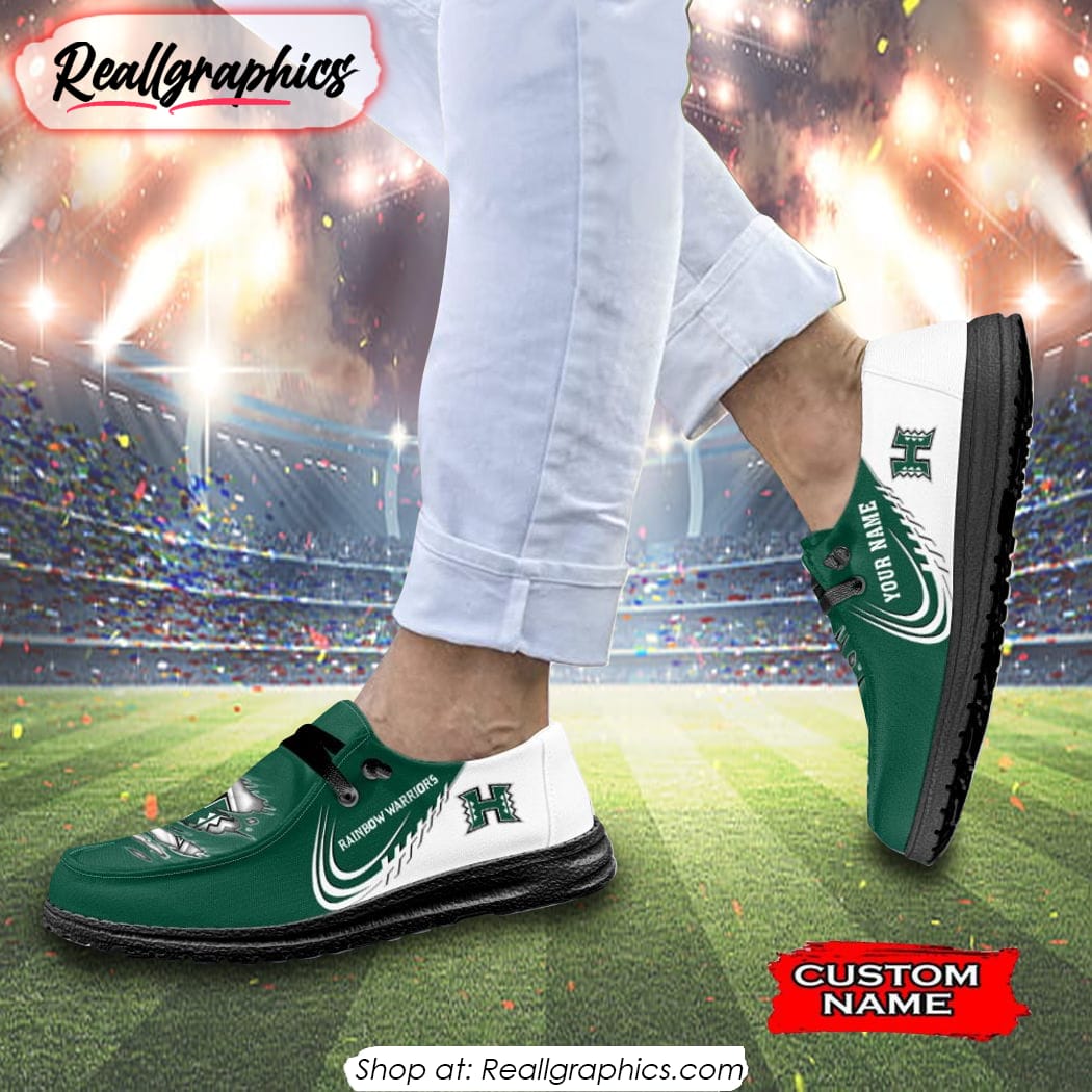 Personalized NCAA Hawaii Rainbow Warriors Broken Wall Hey Dude Shoes Personalized NCAA Hawaii Rainbow Warriors Broken Wall Hey Dude Shoes