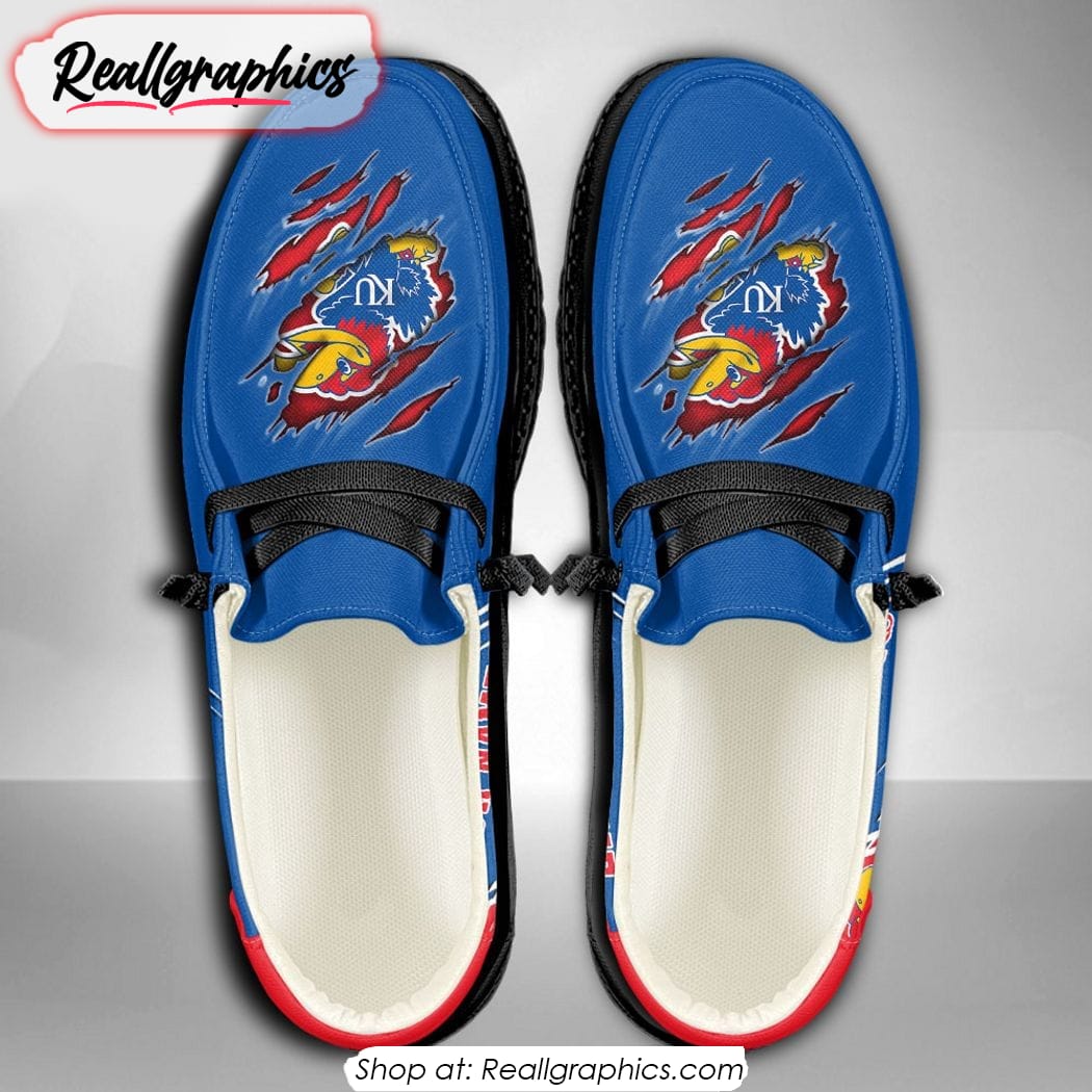 Personalized NCAA Kansas Jayhawks Broken Wall Hey Dude Shoes