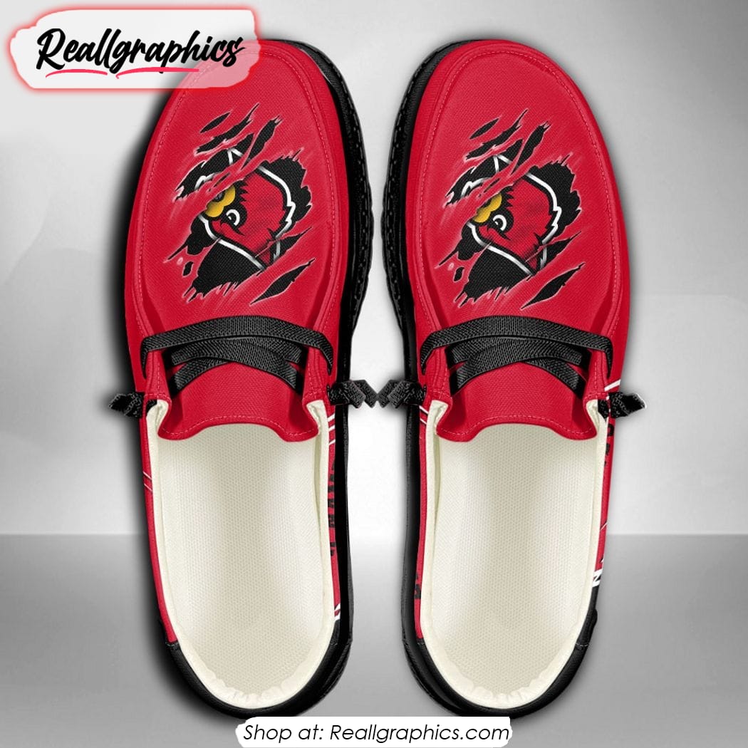 Personalized NCAA Louisville Cardinals Broken Wall Hey Dude Shoes