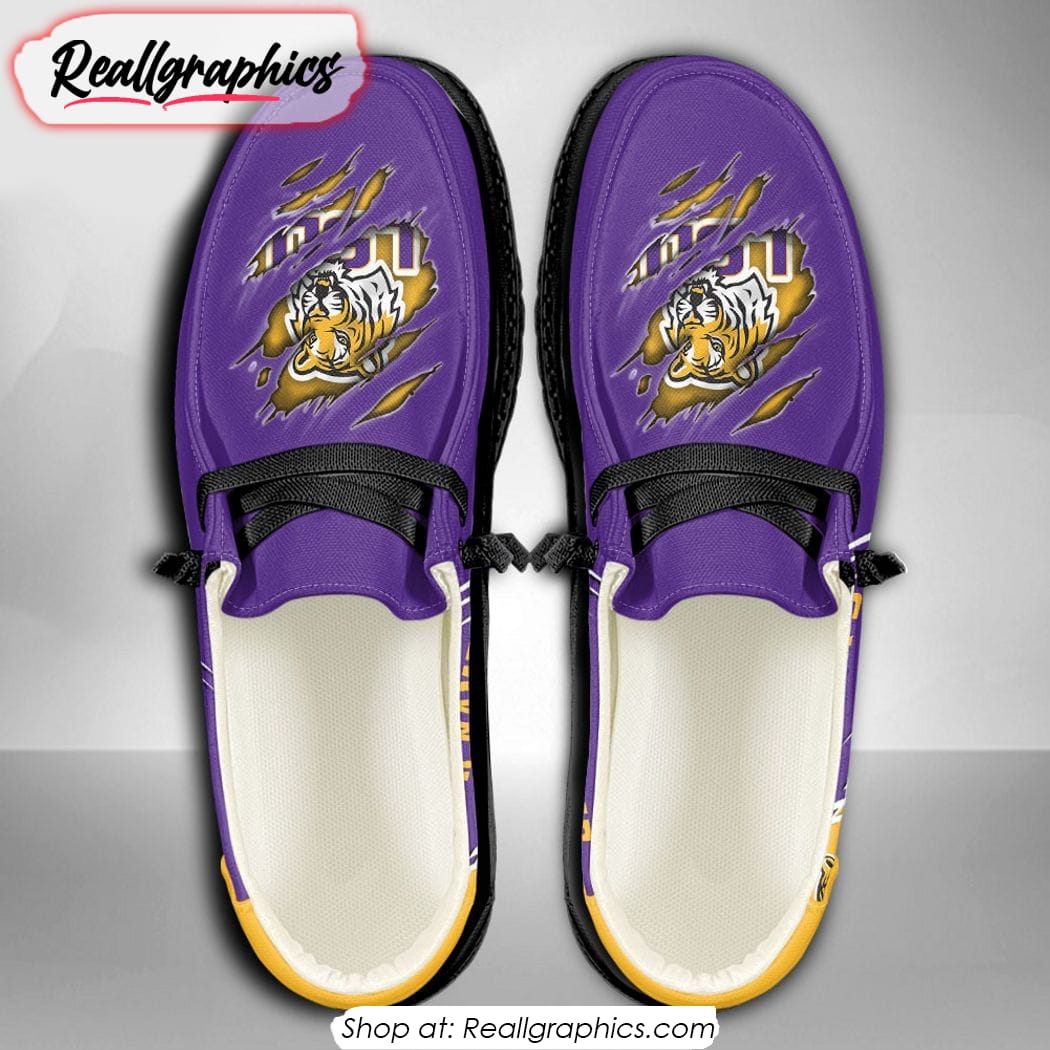 Personalized NCAA LSU Tigers Broken Wall Hey Dude Shoes