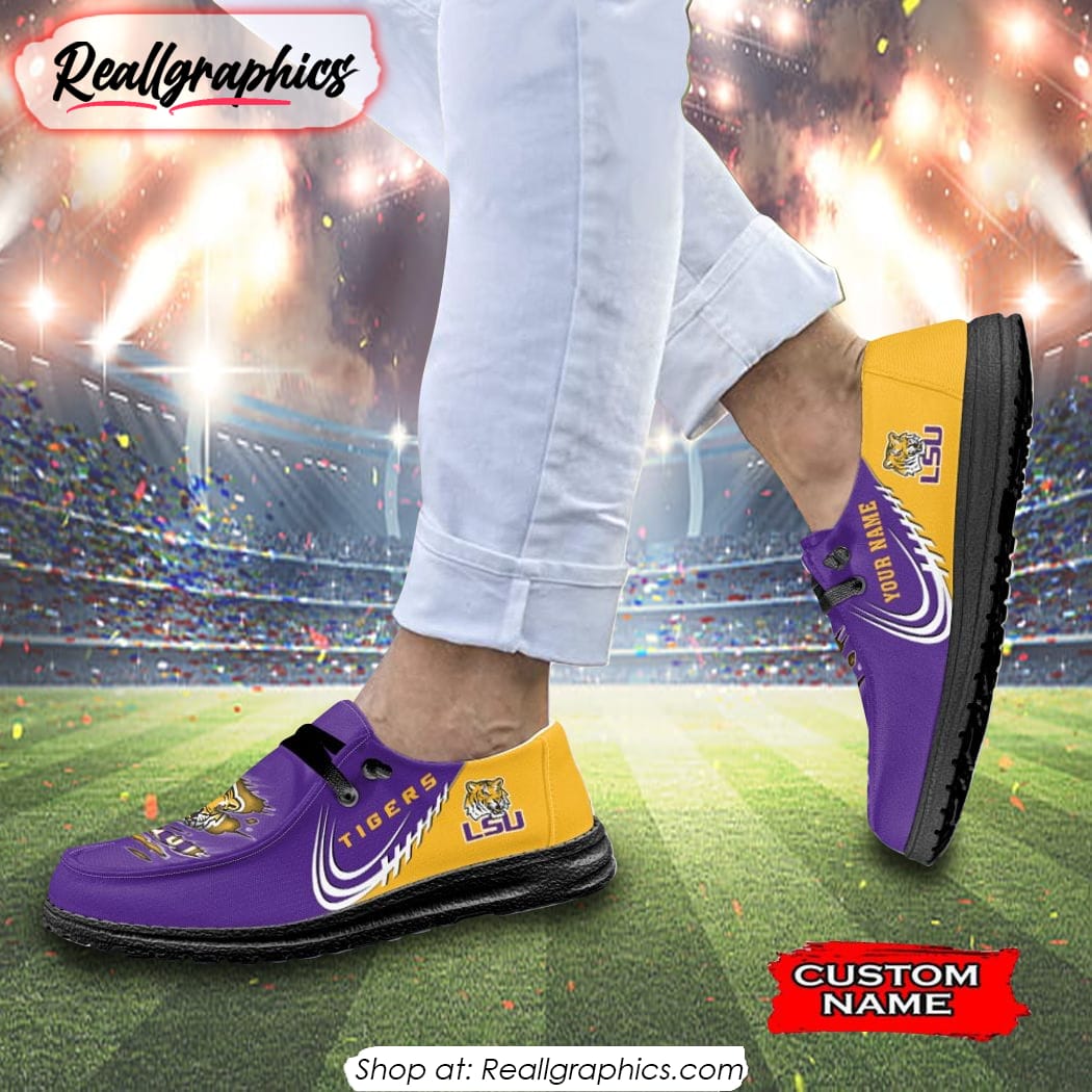 Personalized NCAA LSU Tigers Broken Wall Hey Dude Shoes Personalized NCAA LSU Tigers Broken Wall Hey Dude Shoes