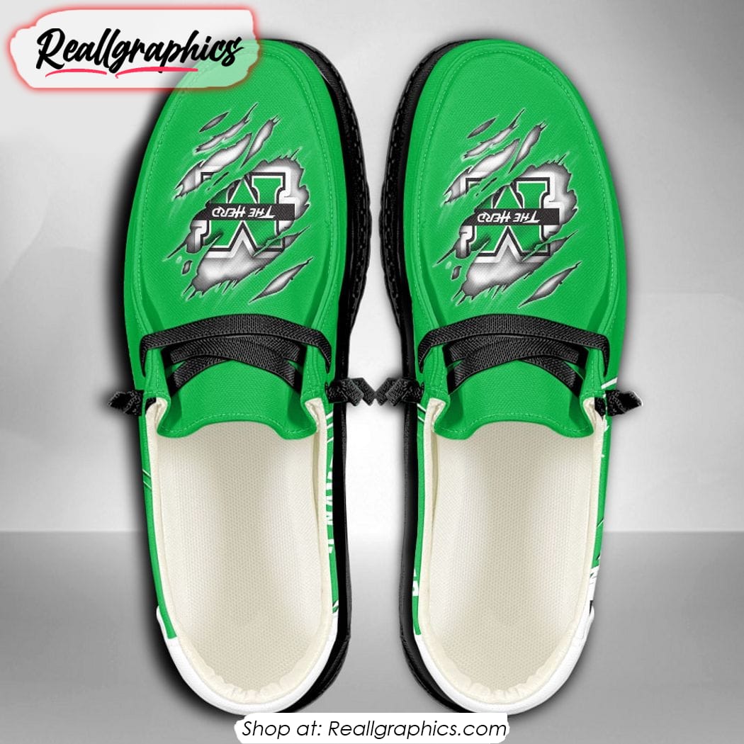 Personalized NCAA Marshall Thundering Herd Broken Wall Hey Dude Shoes
