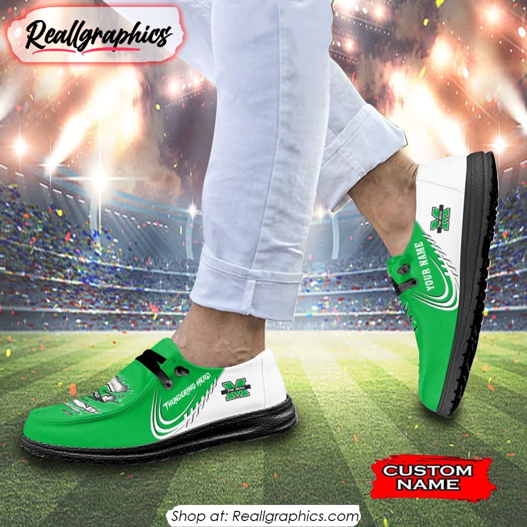 Personalized NCAA Marshall Thundering Herd Broken Wall Hey Dude Shoes Personalized NCAA Marshall Thundering Herd Broken Wall Hey Dude Shoes