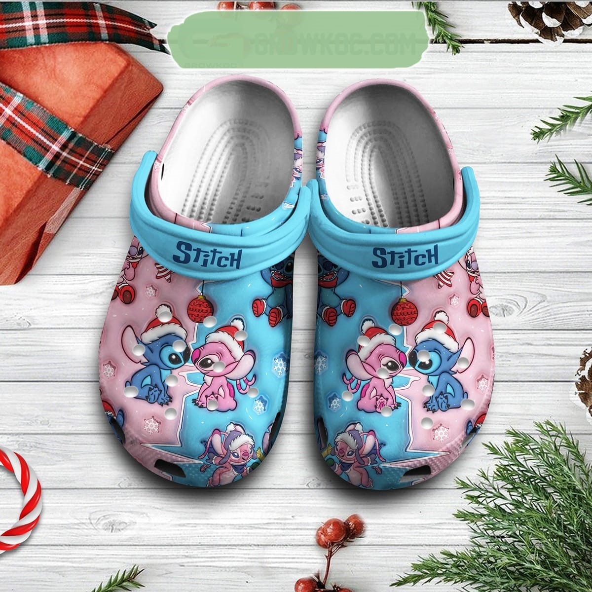 Disney Stitch Angel Love Lilo Pelekai Ohana Poocha Chubugga Oom Chickee Christmas Winter Holiday Season Greeting Crocs, Stitch Gifts