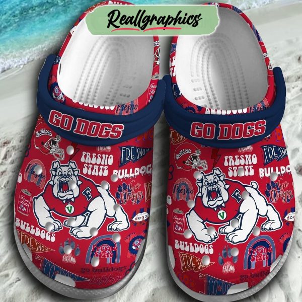 fresno state bulldogs go dogs forever love red design 3d printed classic crocs, fresno state bulldogs unique gifts