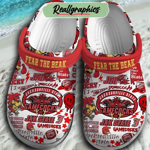 jacksonville state gamecocks fear the beak 3d printed classic crocs