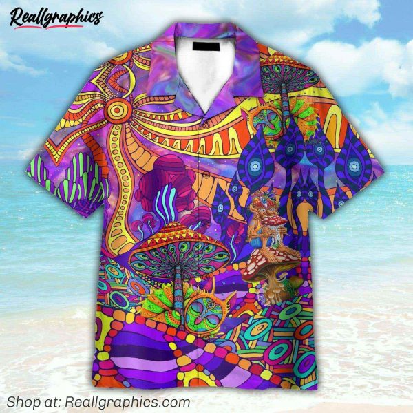 mushroom hippie hawaiian shirt