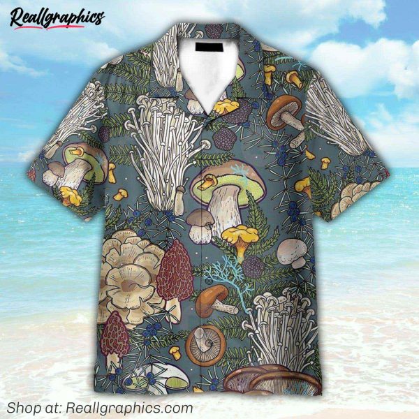 mushroom tropical pattern hawaiian shirt