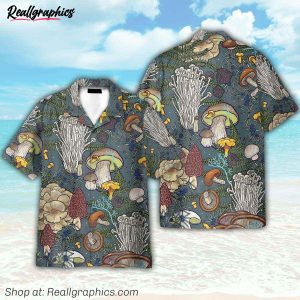 mushroom tropical pattern hawaiian shirt