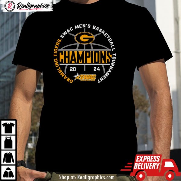 grambling tigers 2024 swac men's basketball conference tournament champions shirt