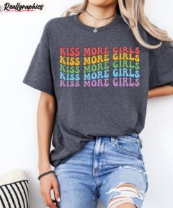 cool design kiss more girls shirt , funny lgbt lesbian unisex t shirt crewneck