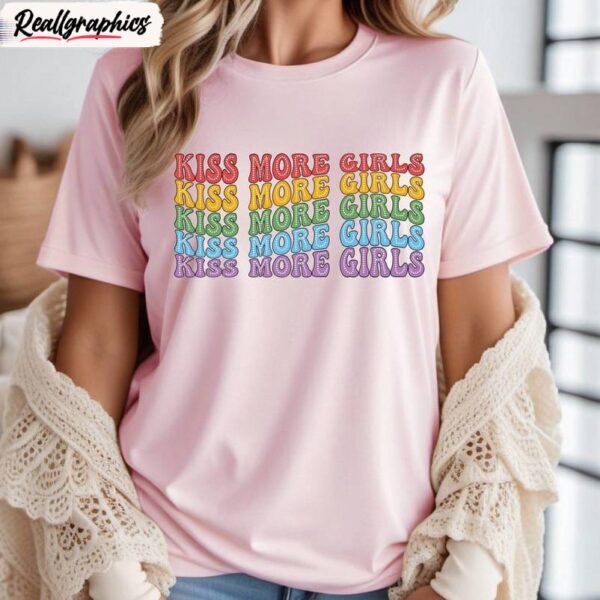 cool design kiss more girls shirt , funny lgbt lesbian unisex t shirt crewneck