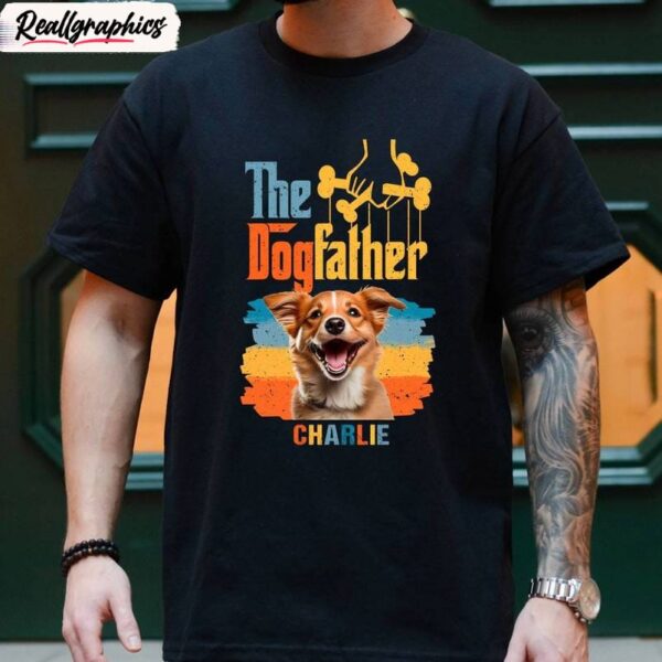 new rare the dogfather shirt, groovy dog dad crewneck long sleeve