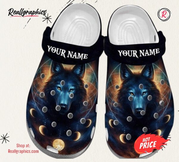 custom name wolf bohemian classic crocs shoes
