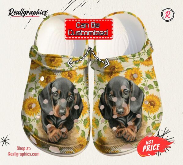 dog dachshund cute sunflower unisex classic crocs