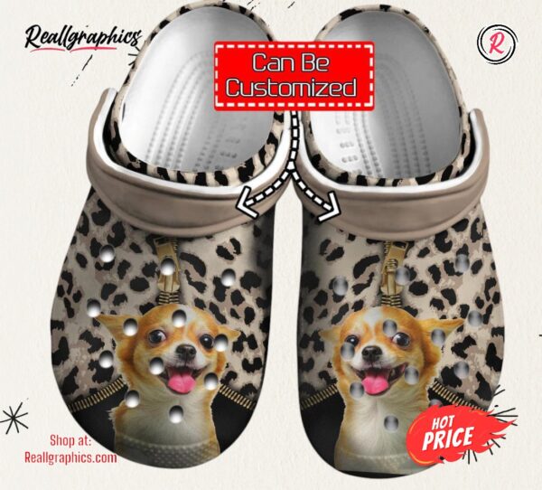 dog personalized chihuahua leopard pattern unisex classic crocs